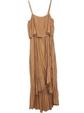 Wishlist Tan Spaghetti-Strap Ruffle Maxi Dress